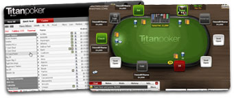 Titan Poker lobby and table